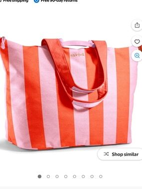 Pink and Coral Stripe Tote Bag - XL fit & fresh all things tote